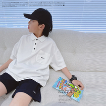 JUSTIN childrens clothes children Summer new turnover Embroidered Polo Shirt Short Sleeve Boy Day Department Tide OCEAN GAS T-SHIRT
