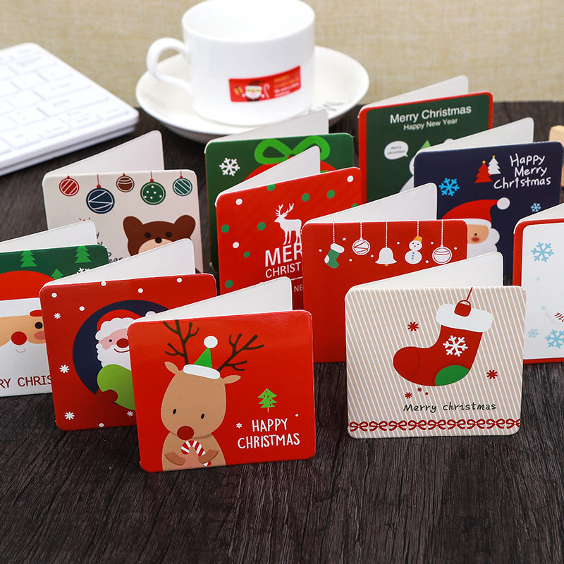 Christmas greeting card Korean creative cartoon children's birthday wishes mini card thank you message card with envelope