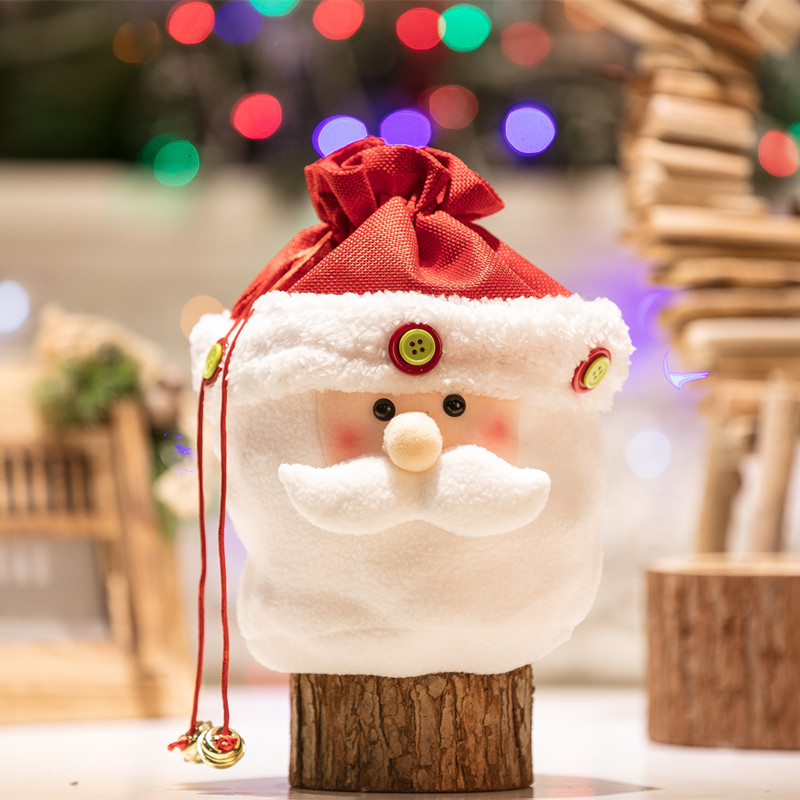 Christmas decorations high-end Christmas Old Man gift bag Christmas old man face candy bag with Bell Christmas socks