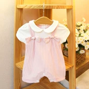 Bé gái romper tay ngắn mùa hè nước ngoài 3 bé gái áo romper cotton 6 bé gái jumpsuit 9 tháng - Áo liền quần