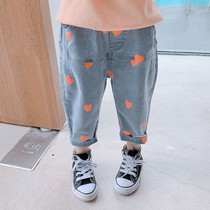 Girls jeans 2020 new autumn 1-5 years old baby girl 4 Korean pants children Foreign style wearing trousers tide