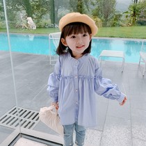 Childrens clothing 2020 new autumn womens baby long sleeve shirt childrens long Korean version of foreign style shirt Joker coat