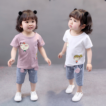 Female baby summer suit new Korean version 1-3 years old female infant 4 foreign summer clothes short sleeve two-piece tide