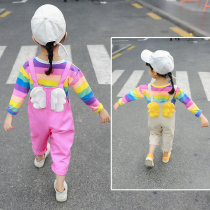 2022 new girls spring clothes harness suit 1 child Yangqi 2 Han version female baby 3 year old girl 4 Two sets