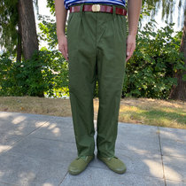 65 old fashioned sure polyester card 70s Army green pants male large crotch garment pants red guard yellow for a dress