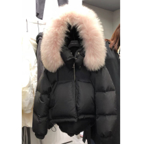 MIUSU 21 winter anti-season clearance black slim imitation raccoon fur collar swallowtail bag hip 90 white duck down jacket