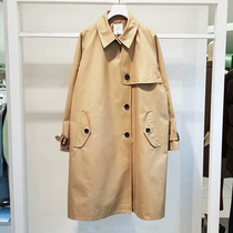 MIUSU 21 Autumn New Korean version of academic style asymmetric slightly cocoon cotton long windbreaker coat