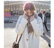 MIUSU autumn and winter broken code clearance Korean version of Pearl White slightly cocoon wool long coat coat women