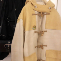 MIUSU 21 autumn new college style cheese yellow horns buckle hooded wool coat coat women