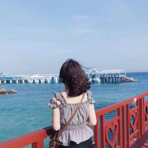 MIUSU 18 new off-shoulder holiday seaside wind ruffled plaid top