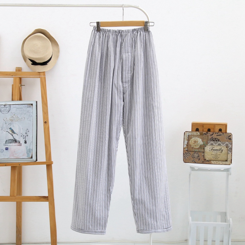 Mùa xuân và mùa hè quần cotton pyjama nam mỏng dệt vải ngủ cotton quần cotton nhà quần thanh niên điều hòa không khí quần kích thước lớn quần lửng nữ