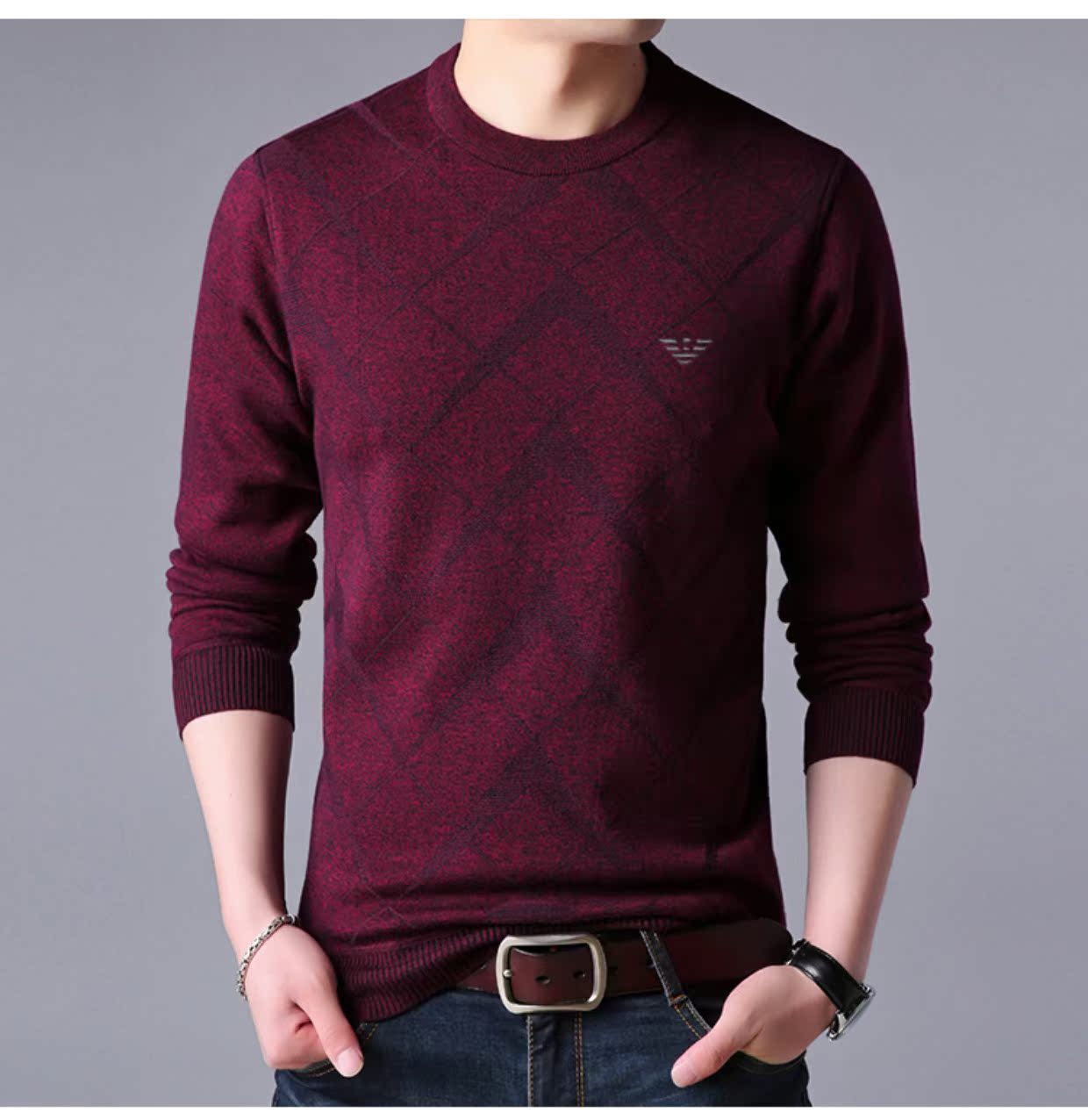 Mẫu áo thu đông mới cộng với áo len nhung dày trung niên áo len cổ tròn lỏng lẻo Áo len cashmere của Armenia áo t shirt