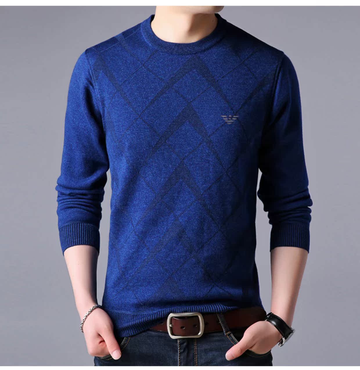 Mẫu áo thu đông mới cộng với áo len nhung dày trung niên áo len cổ tròn lỏng lẻo Áo len cashmere của Armenia áo t shirt