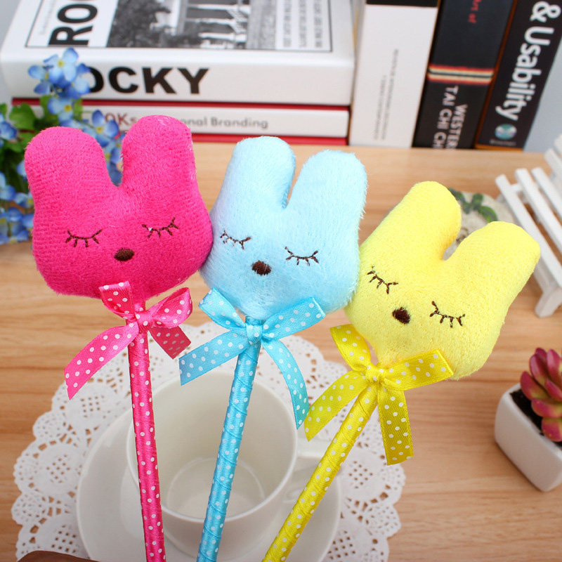 Day Korea Creative Stationery Cute Cartoon Butterfly Knot Plush Rabbit RABBIT Ball Pen Animal Expression Pen 