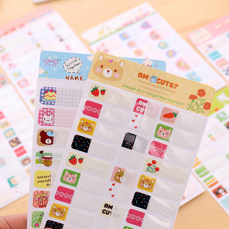 Korea Creative Stationery Supplies Handwritten Common Animal Waterproof Name Stickers Kindergarten Cartoon Name Sticker 