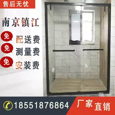Factory direct customized pure 304 stainless steel one-shaped cut arc fan type explosion-proof tempered glass shower room