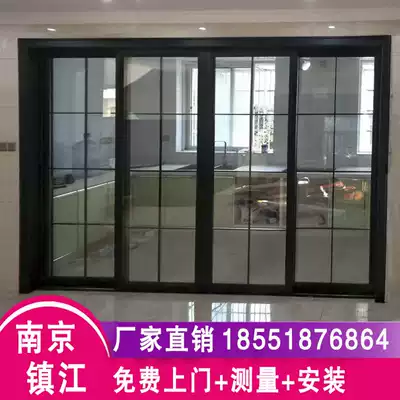 Factory direct customized titanium magnesium alloy kitchen balcony living room compartment double hollow tempered glass push-pull door