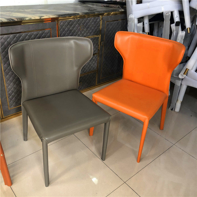 Willful light and luxurious saddle leather Nordic wind dining chair Jean for home leaning back chair subcafé dining room Inwind for home