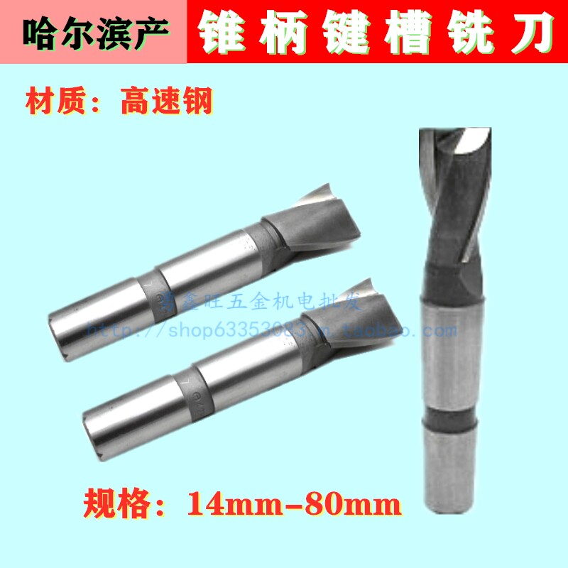 Direct selling domestic Harbin Harbin high-speed mesh taper shank keyway milling cutter two edges 12-25-34-50-60mm75