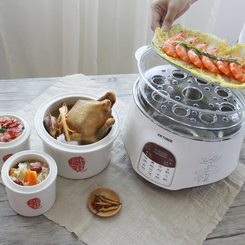 Tonze skyline DGD22-22KWG ceramic water-stop electric saucepan white porcelain electric saucepan soup pot reservation BB saucepan