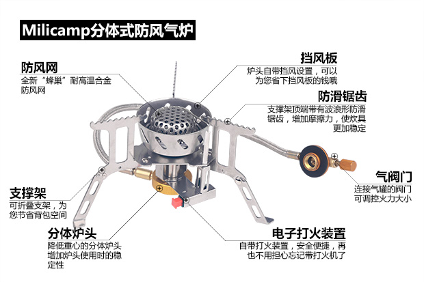 Bếp chính hãng ngoài trời chống gió di động - Bếp lò / bộ đồ ăn / đồ nướng dã ngoại bếp gas mini nhỏ gọn
