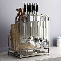 304 stainless steel knife holder chopping board board rack countertop storage rack hanging spatula spoon Kitchen rack chopsticks cage