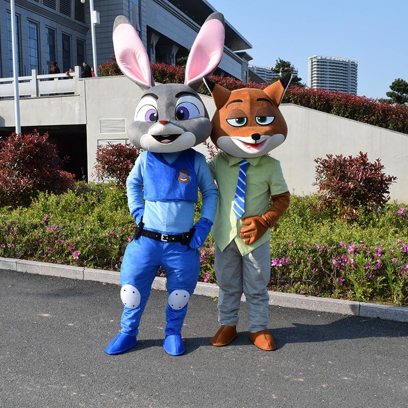 Zootopia Cartoon Character Costume Props Performance Outfit Judy Rabbit Nick Fox Plush Costume