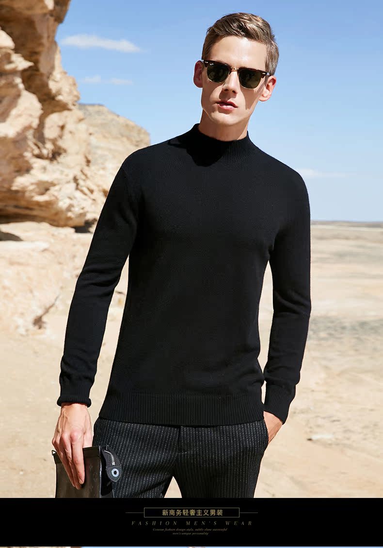 JOW / Jovo áo len nửa cổ nam kinh doanh màu rắn đáy áo len áo len nam mùa thu và mùa đông dày áo len sweater nam