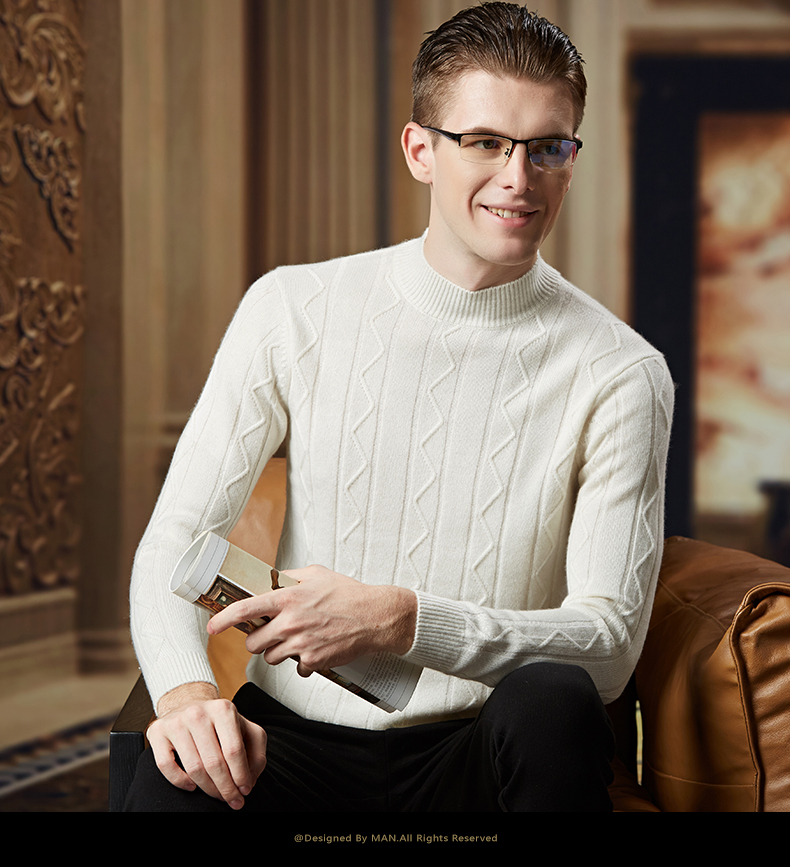 Áo len cashmere nam cao nửa cổ dày áo len cashmere nguyên chất 2018 mùa đông mới trẻ trung ấm áp áo len đáy quần áo thời trang nam
