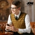JOW / vest áo len dệt kim nam thời trang kẻ sọc V-vest vest kinh doanh áo len trung niên giản dị áo vest nam đẹp Dệt kim Vest