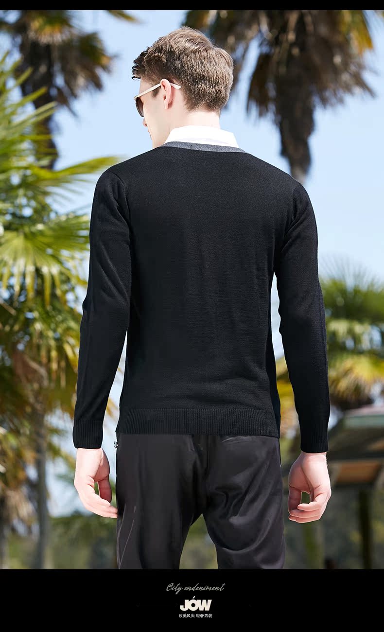 JOW / Jovo len cardigan nam kinh doanh áo len dệt kim thông thường 2019 mùa xuân mới áo len gile nam