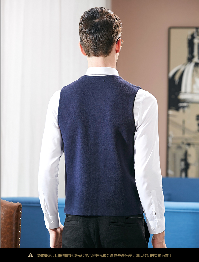 JOW / Jowo mùa thu đan vest nam kinh doanh vest vest cổ chữ V len vest vest không tay áo len ao khoac len nam