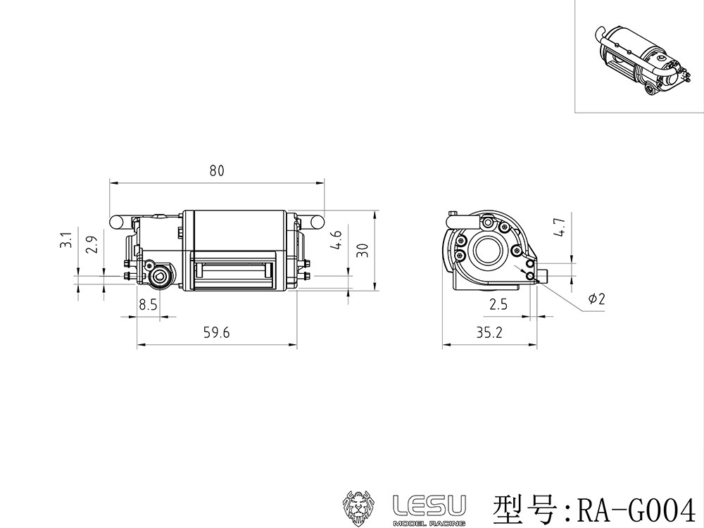 LESU RC-Teile Metall-Elektrowinde für 1/10 RC Offroad-Fahrzeuge 4*4 RAVE-UM406 Trucks DIY Modell Ersatzteil Spielzeug – Detail 7