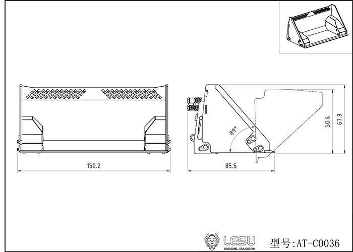 LESU 1/14 Laderschaufel-Ersatzteil für Aoue Skid-Steer I6S ferngesteuertes Auto, Metall-Ersatzteile für A0008/B0008, Jungenspielzeug – Detail 1