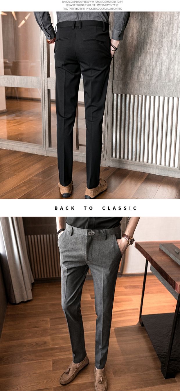 Mùa thu quần lửng nam quần lửng mỏng phù hợp với quần chân suit nam