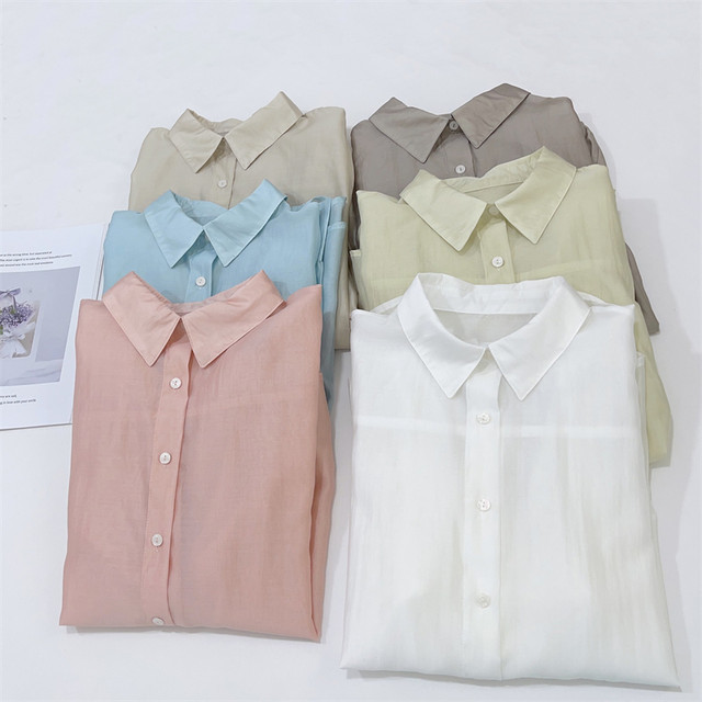 Mengzidan Ice Cream Color Tencel Sunscreen Shirt Silky, Lightweight and Breathable Summer Cardigan Top Wear Loose