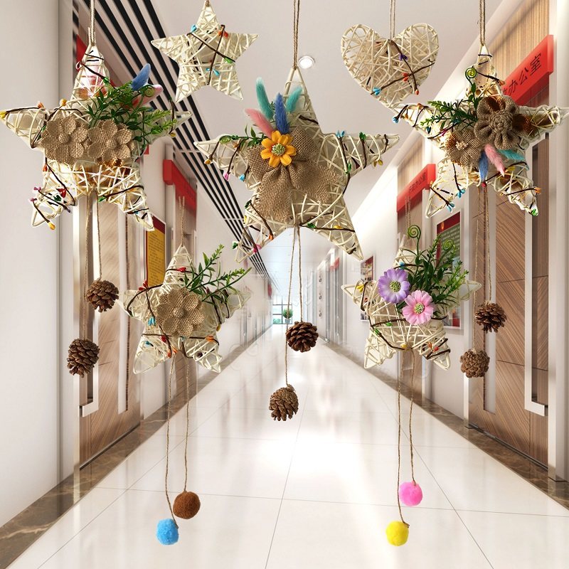Kindergarten Ring Tron materials class ceiling hangings handmade Decorations Fields Garden Wind Classroom Hallway Chandelia