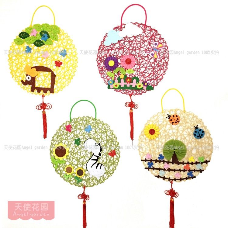 Kindergarten decorated the wall of classroom wall and outdoor corridor DIY hand paper vine rope woven wall decoration cartoon