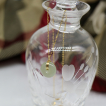 18K gold Hetian Jade simple handmade necklace safe buckle antique retro elegant dignified style