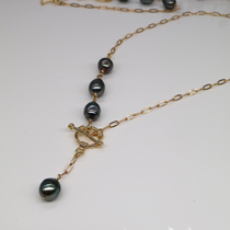 Tahiti Baroque Pearl European and American style fashion temperament spot necklace strong light light luxury outside sweater chain