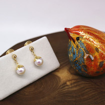 18k gold large cap pearl short ear clip ultra shiny 100 hitch classic style no earholes light and luxurious