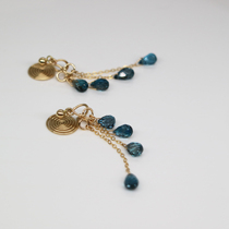 Shiny London Sapphire spiral tassel personality ear clip mosquito coil painless long symmetrical temperament ear ornaments