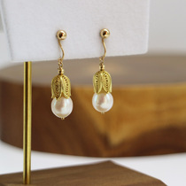 Retro Flower Silk Suzuki Freshwater Pearl Ear Clip CC Silver Plated 24k Gold Pure Hand Painless Sensual Without Earl