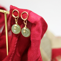 Hetian Jade simple and pure handmade mosquito coil earless safe buckle ear decoration ancient style original style style