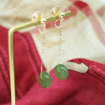 Hetian Qingbai Jade long 18K Flash chain simple ear clip mosquito coil no ear hole ancient style original design quality style