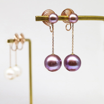 Rose gold 18K gold chain big strong luster pearl simple ear clip without ear hole gorgeous sweet temperament ear ornaments