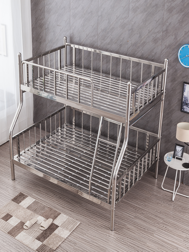 Stainless steel bed 304 stainless steel mother and child bed Staff dormitory bed Child princess bed Upper and lower bed High and low double bed