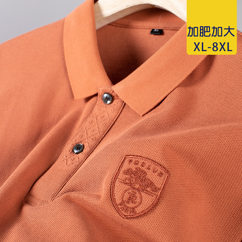 100% Pure Cotton Polo Shirt for Men, Short-Sleeved, Plus Size, Oversized, Loose T-Shirt, Export Surplus, Large Size, Turn-Down Collar, Half-Sleeve T-Shirt