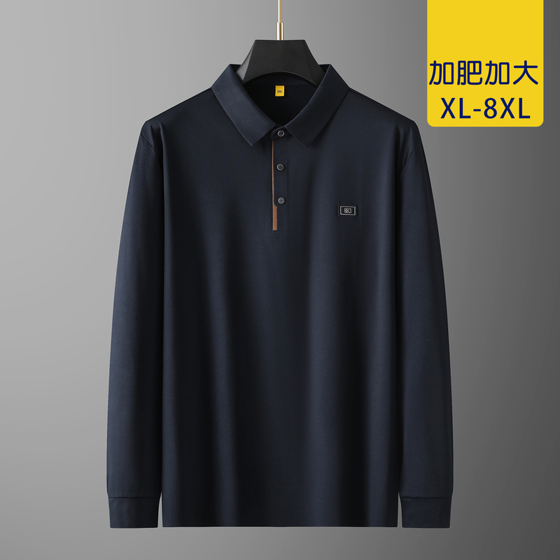 No-Iron Plus-Size Men's 2025 Spring and Autumn Long-Sleeve T-Shirt New Style Loose Elastic Lapel Polo Shirt for Big Guys No-Iron Plus-Size Men's 2025 Spring and Autumn Long-Sleeve T-Shirt New Style Loose Elastic Lapel Polo Shirt for Big Guys