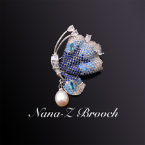 Na Lidado nanaz style butterfly blue natural pearl breast brooch breasts and donuts for women upscale 100 hitch